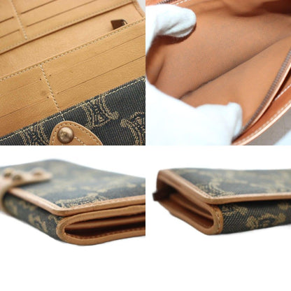 Celine Macadam Pattern Wallet Bifold Coin Purse Canvas Leather Gray Beige — view 8