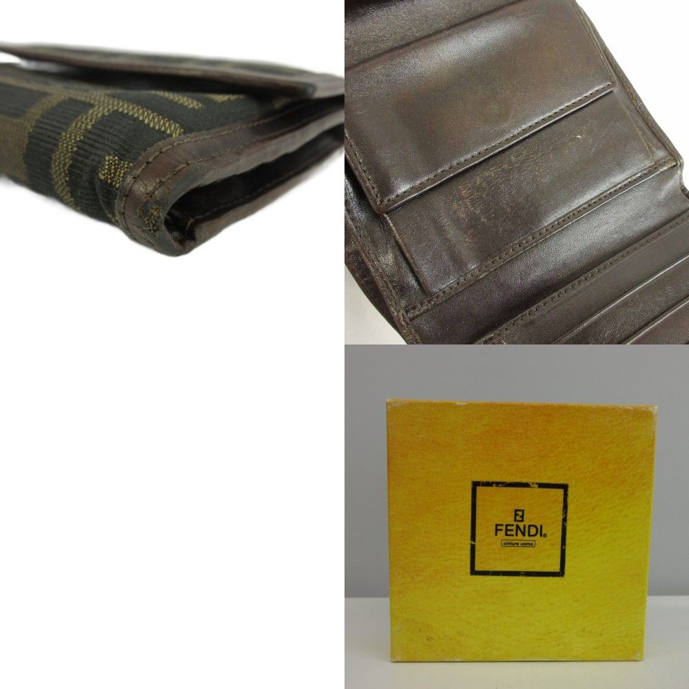 Fendi Wallet Bifold Canvas Leather Zucca Pattern Brown — view 9