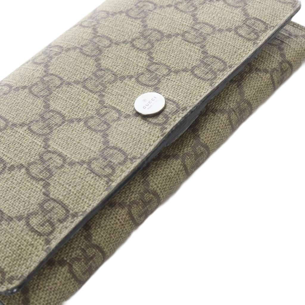 Gucci Wallet with Coin Purse Bifold Leather GG Supreme Logo Brown — view 4