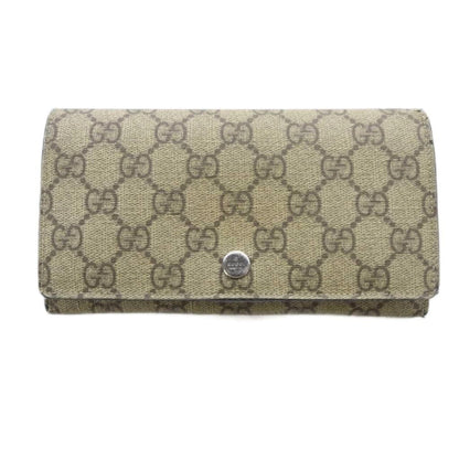 Gucci Wallet with Coin Purse Bifold Leather GG Supreme Logo Brown