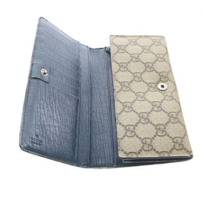 Gucci Wallet with Coin Purse Bifold Leather GG Supreme Logo Brown — view 7