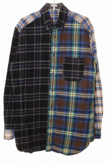 Loewe Eln Patchwork Check Overshirt S Shirt Blue