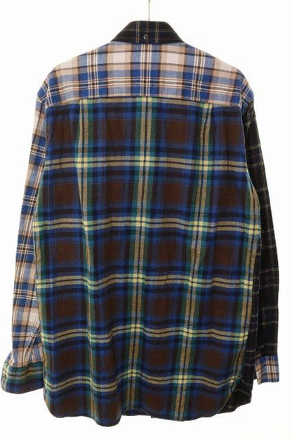 Loewe Eln Patchwork Check Overshirt S Shirt Blue — view 2