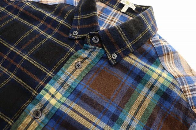 Loewe Eln Patchwork Check Overshirt S Shirt Blue — view 3