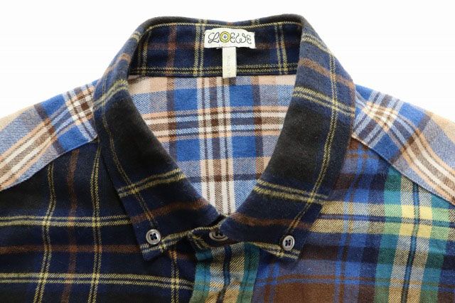Loewe Eln Patchwork Check Overshirt S Shirt Blue — view 5