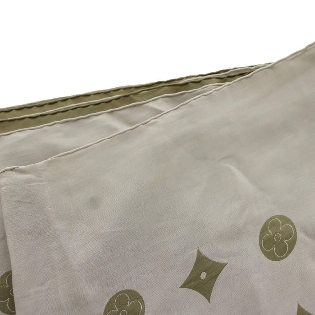 Louis Vuitton Monogram Shawl Fringe Silk Gray Scarf — view 7