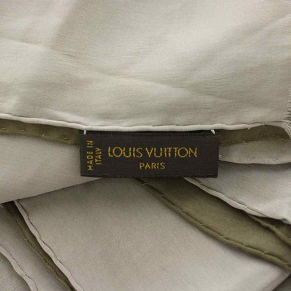 Louis Vuitton Monogram Shawl Fringe Silk Gray Scarf — view 3