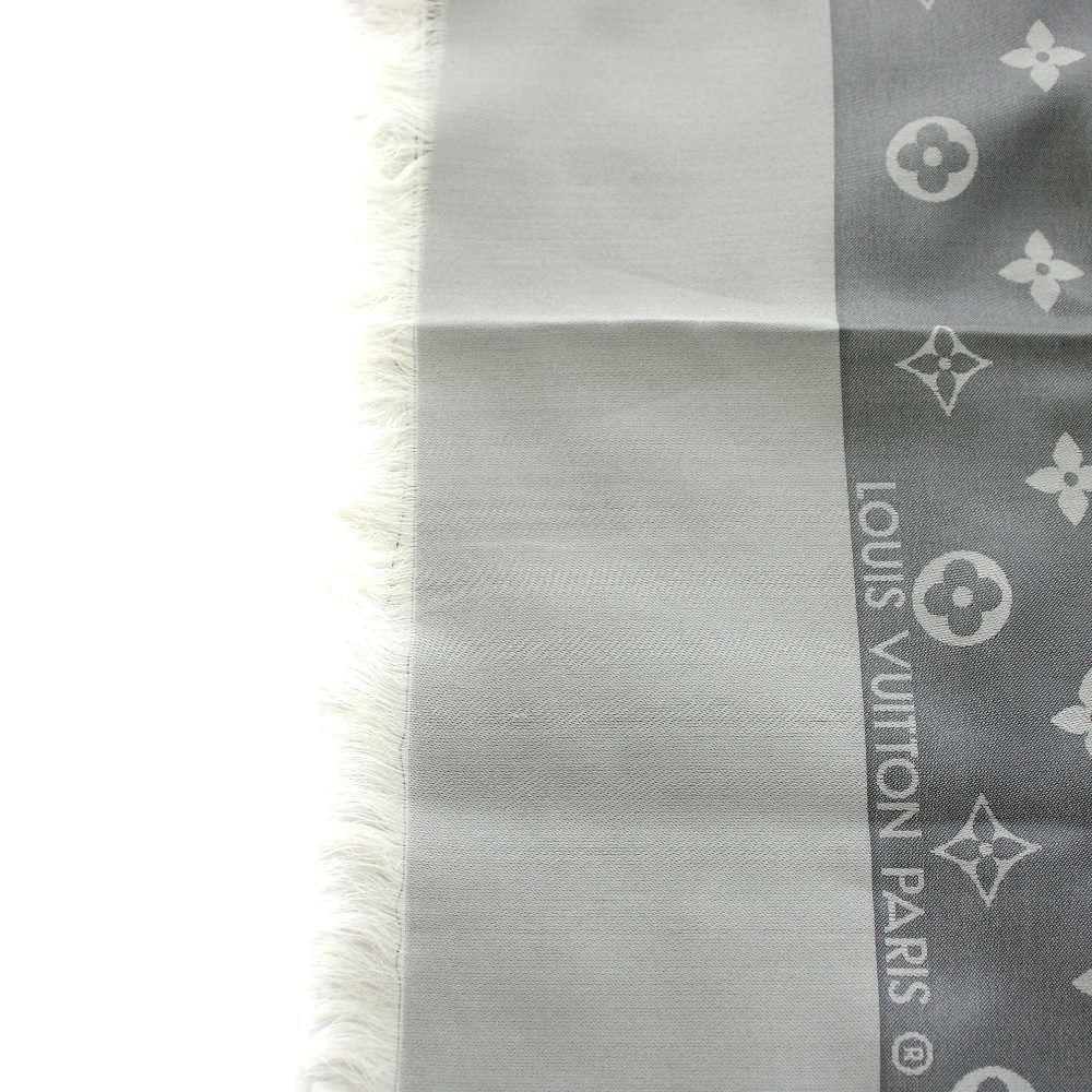 Louis Vuitton Echarpe Capri Scarf Shawl Large Silk Monogram Fringe Gray — view 5