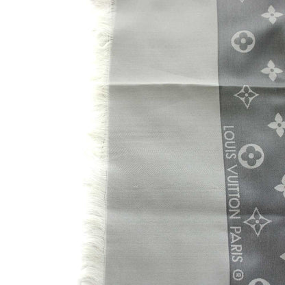 Louis Vuitton Echarpe Capri Scarf Shawl Large Silk Monogram Fringe Gray — view 5