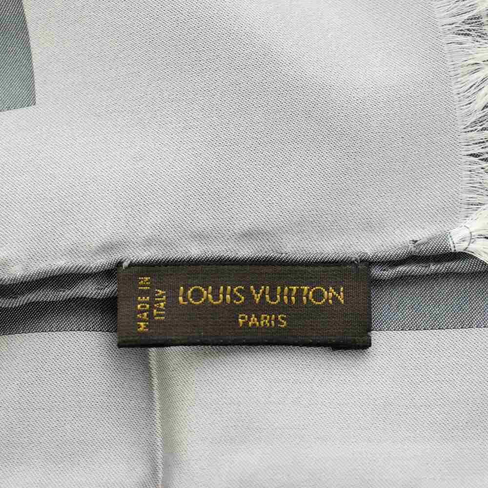 Louis Vuitton Echarpe Capri Scarf Shawl Large Silk Monogram Fringe Gray — view 3