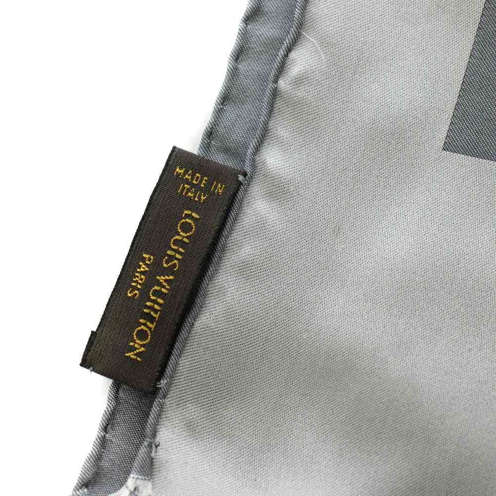 Louis Vuitton Echarpe Capri Scarf Shawl Large Silk Monogram Fringe Gray — view 6