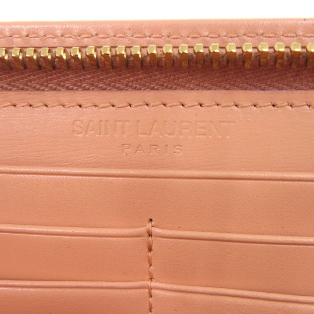 Saint Laurent Paris Zip Around Wallet Calf Salmon Pink — view 6