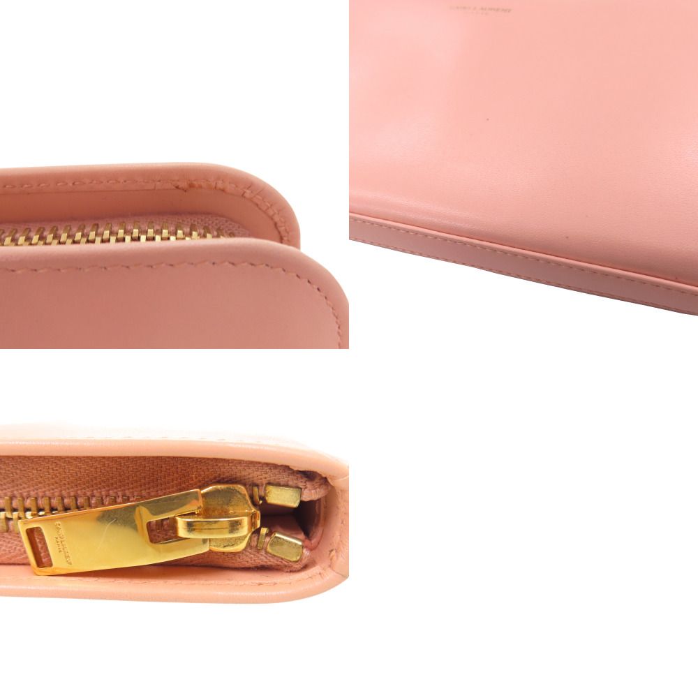Saint Laurent Paris Zip Around Wallet Calf Salmon Pink — view 8