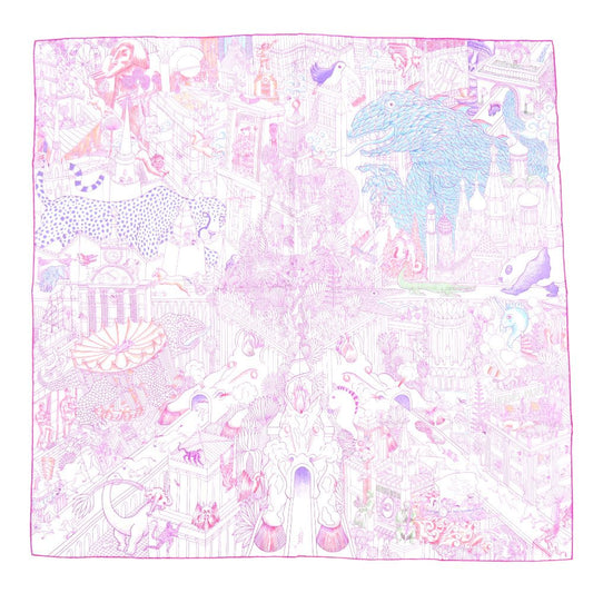 Hermes Carre 90 Animapolis Silk Purple Scarf