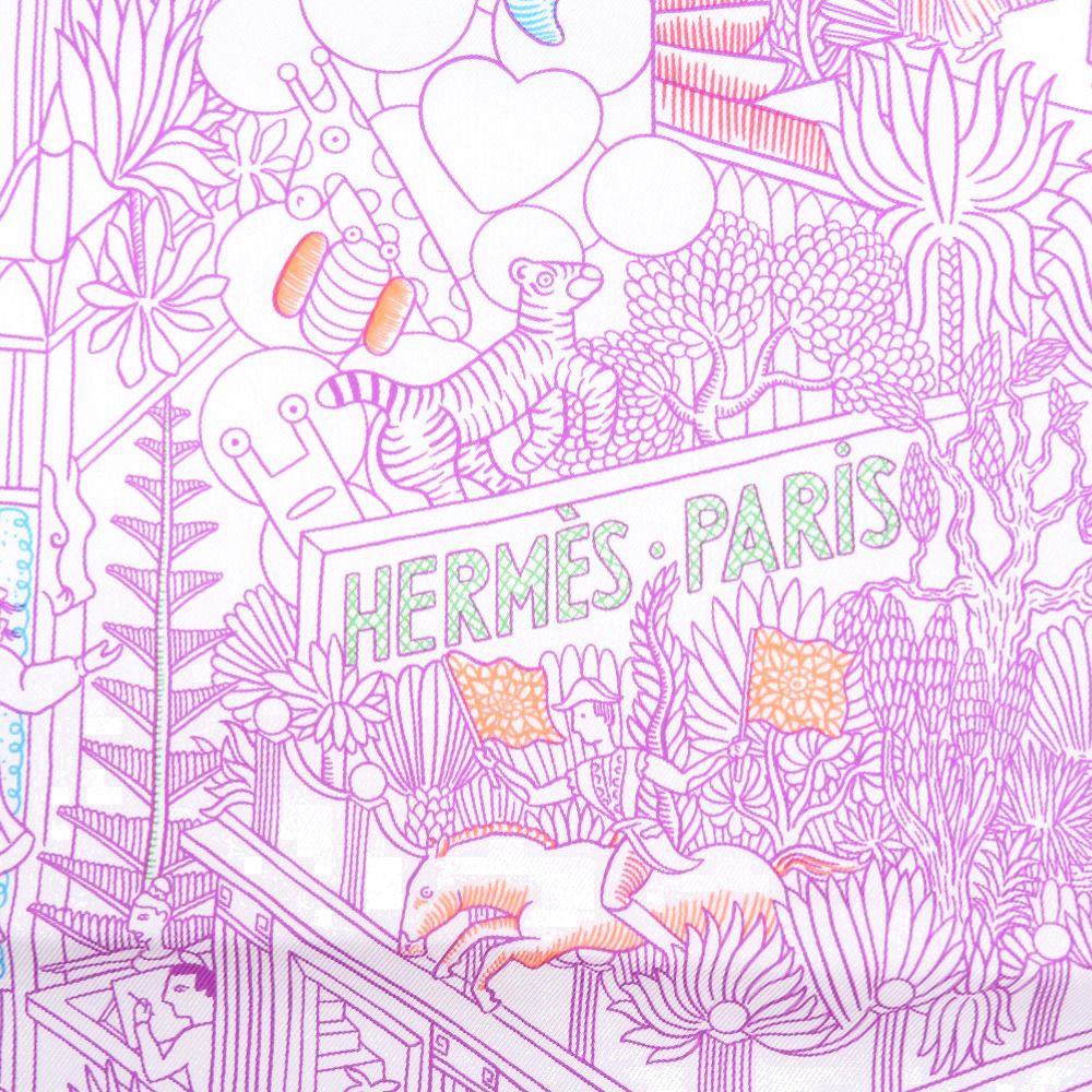 Hermes Carre 90 Animapolis Silk Purple Scarf — view 4