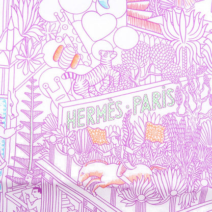 Hermes Carre 90 Animapolis Silk Purple Scarf — view 4