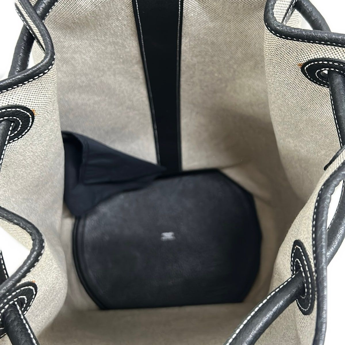 Hermes Shoulder Bag Sac Marine Receiver GM Light Gray Black Silver Leather — view 7