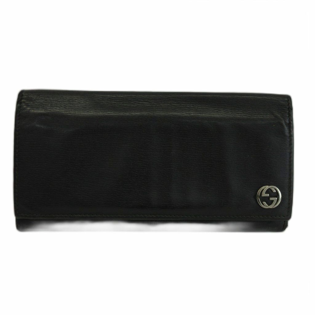 Gucci Wallet Bifold Leather Interlocking Black