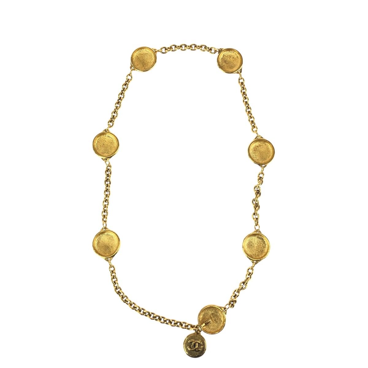 Chanel CC Logo Coin Gold Plated Necklace Chain — view 2