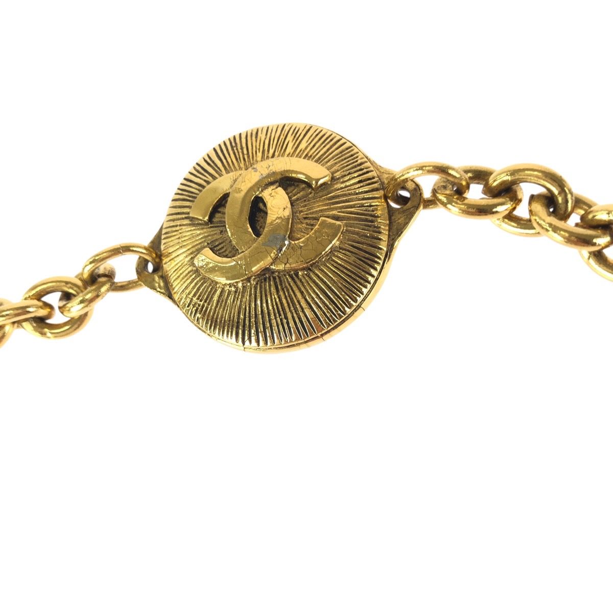 Chanel CC Logo Coin Gold Plated Necklace Chain — view 3