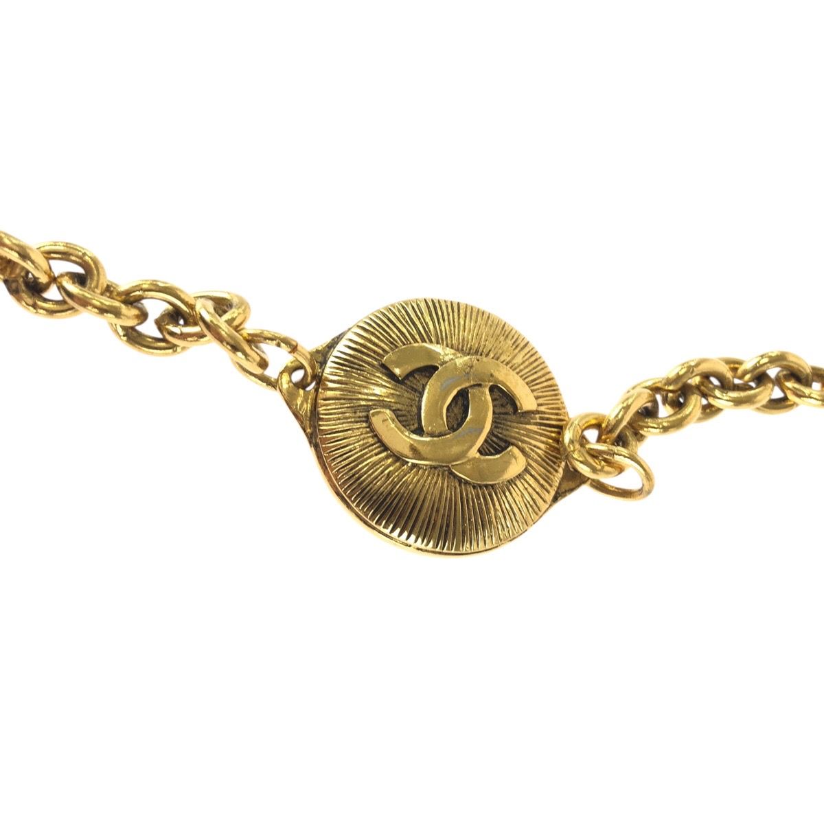 Chanel CC Logo Coin Gold Plated Necklace Chain — view 5