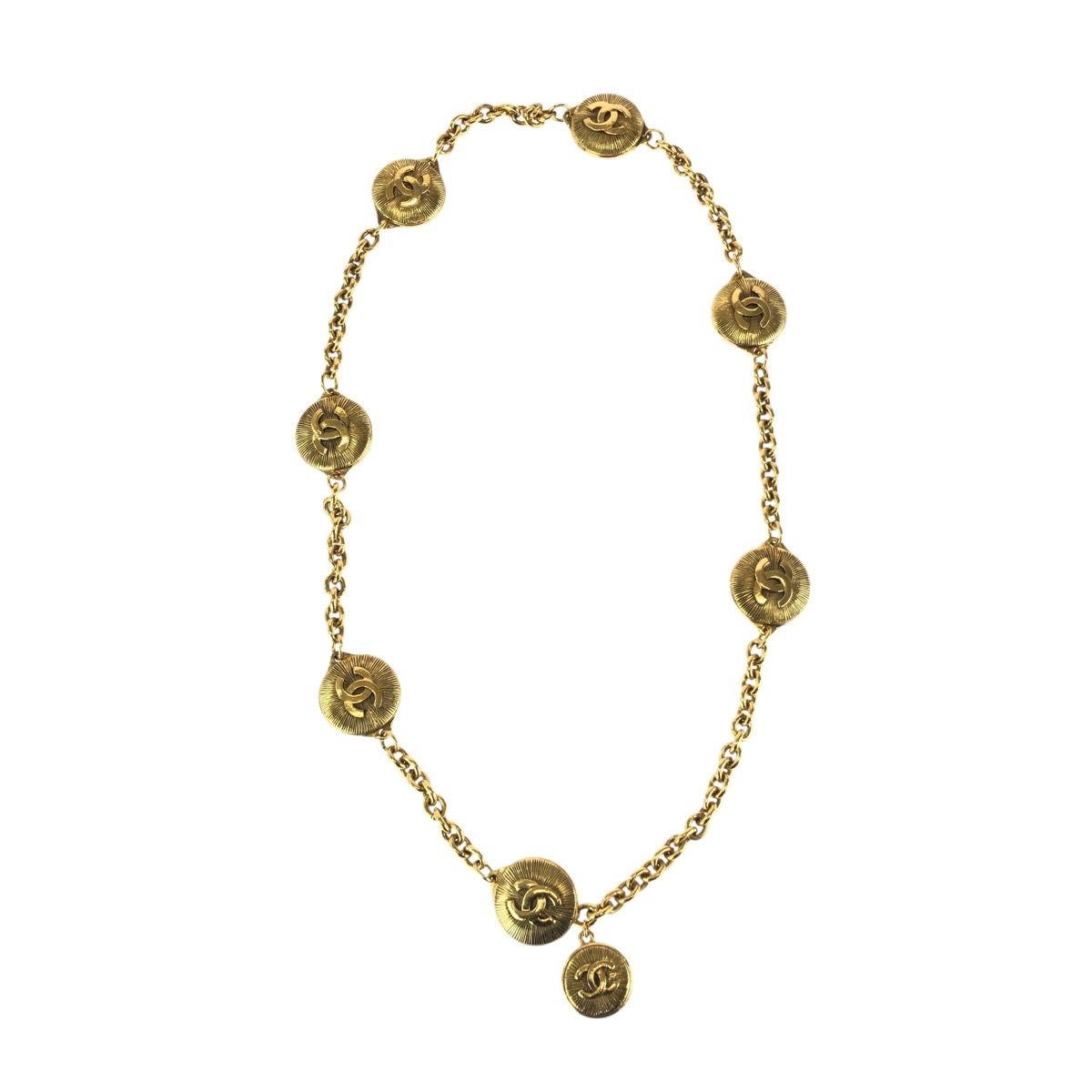 Chanel CC Logo Coin Gold Plated Necklace Chain