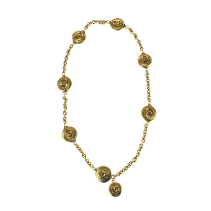Chanel CC Logo Coin Gold Plated Necklace Chain