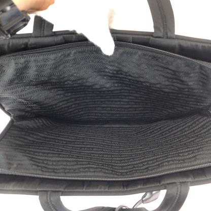 Prada Tessuto Black Silver Nylon Business Bag — view 8
