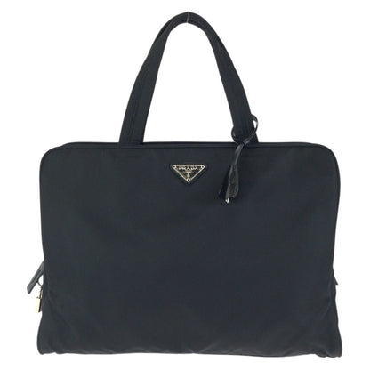 Prada Tessuto Black Silver Nylon Business Bag