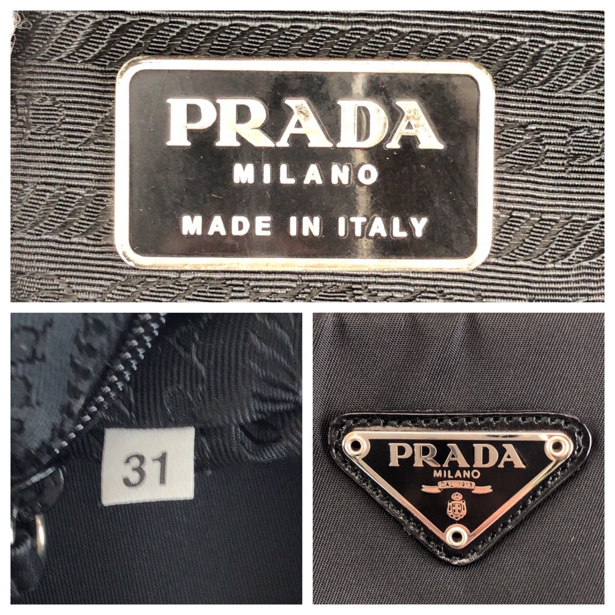 Prada Tessuto Black Silver Nylon Business Bag — view 4