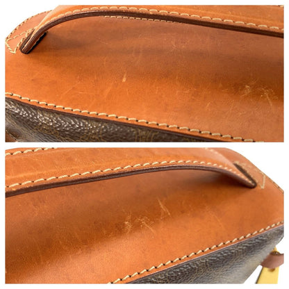 Celine Vintage Macadam Brown Gold Leather Handbag Vanity Bag — view 5