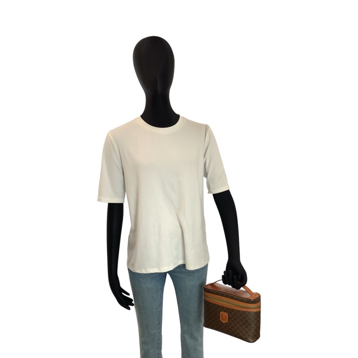 Celine Vintage Macadam Brown Gold Leather Handbag Vanity Bag — view 6