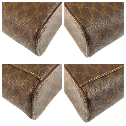 Celine Vintage Macadam Brown Gold Leather Handbag Vanity Bag — view 4