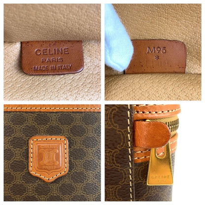 Celine Vintage Macadam Brown Gold Leather Handbag Vanity Bag — view 3