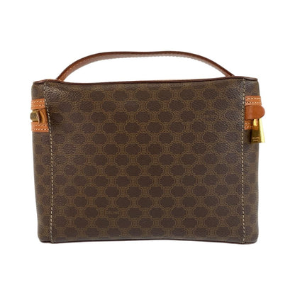 Celine Vintage Macadam Brown Gold Leather Handbag Vanity Bag — view 2