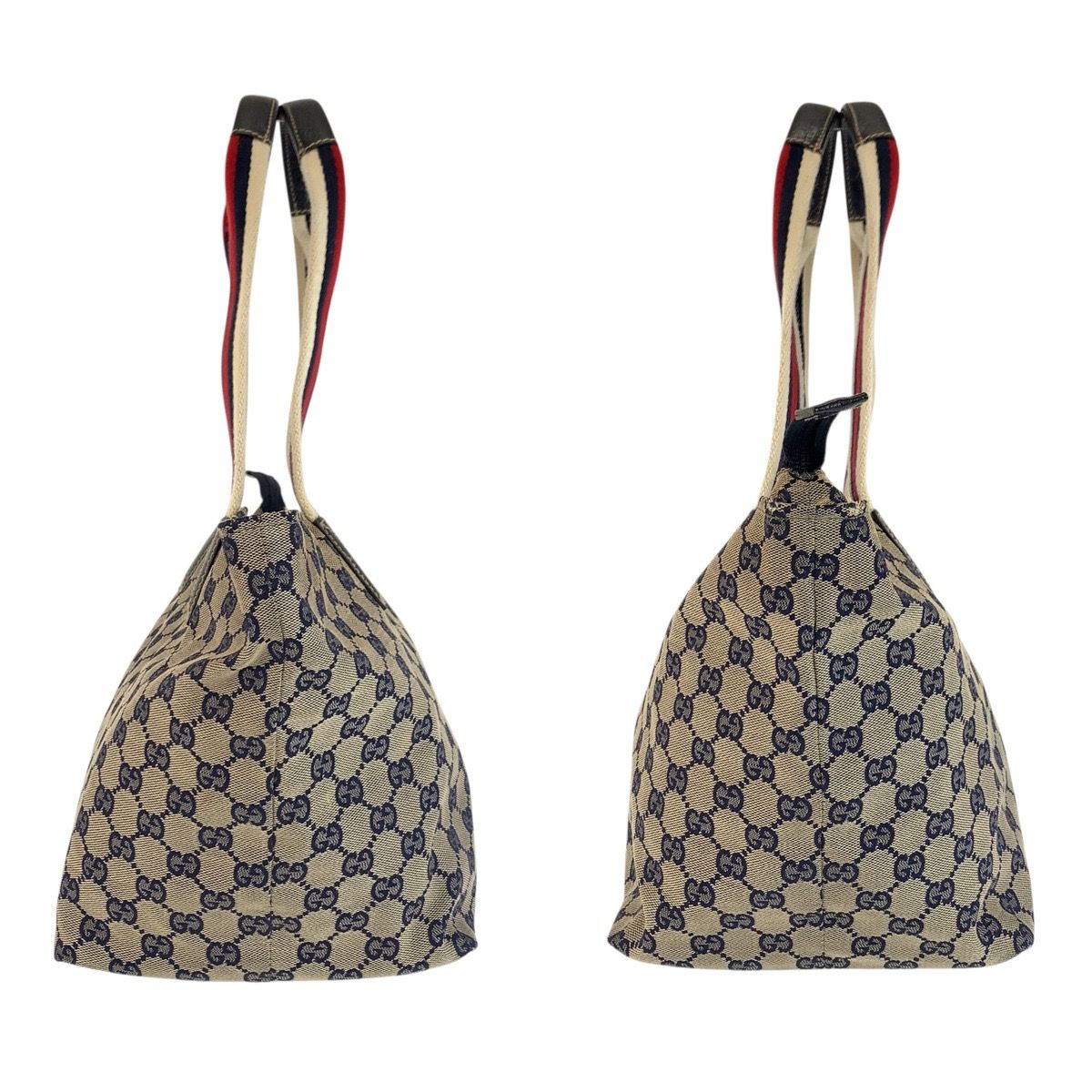 Gucci Sherry Line Gray Navy GG Canvas Leather Tote Shoulder Bag — view 7