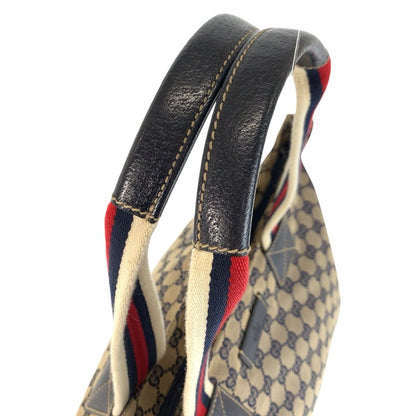 Gucci Sherry Line Gray Navy GG Canvas Leather Tote Shoulder Bag — view 8