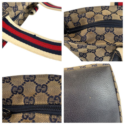 Gucci Sherry Line Gray Navy GG Canvas Leather Tote Shoulder Bag — view 5