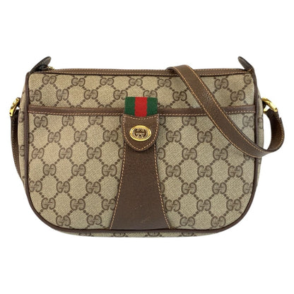 Gucci Vintage Beige Brown GG Supreme Canvas Shoulder Bag Pochette