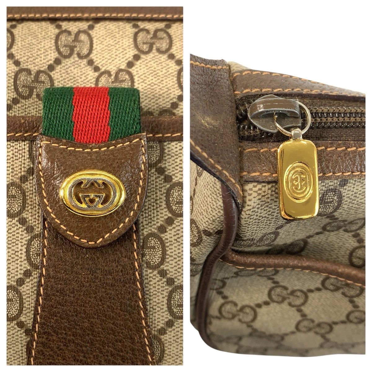 Gucci Vintage Beige Brown GG Supreme Canvas Shoulder Bag Pochette — view 4