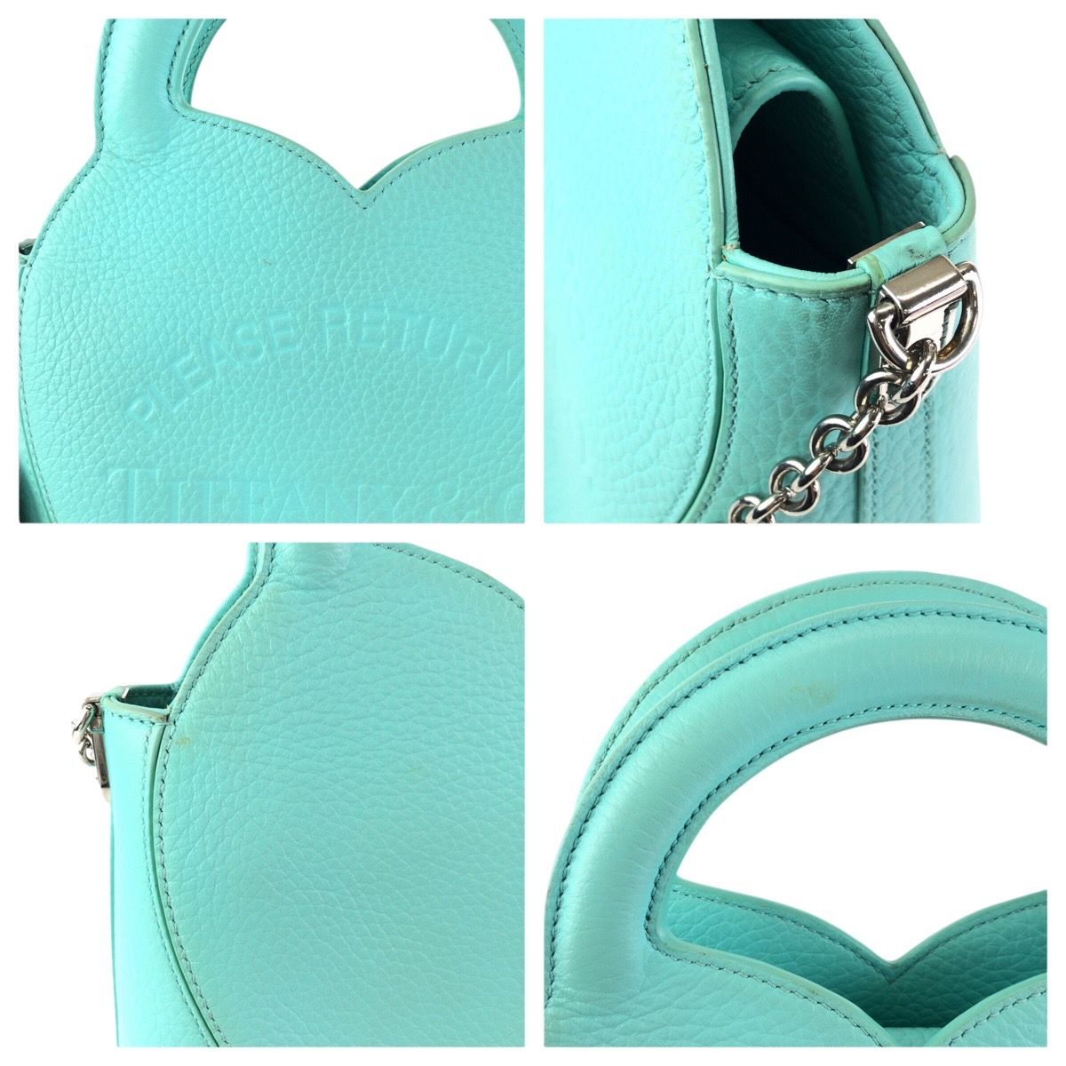 Tiffany & Co Return to Heart 2-Way Light Blue Silver Leather Shoulder Bag — view 5
