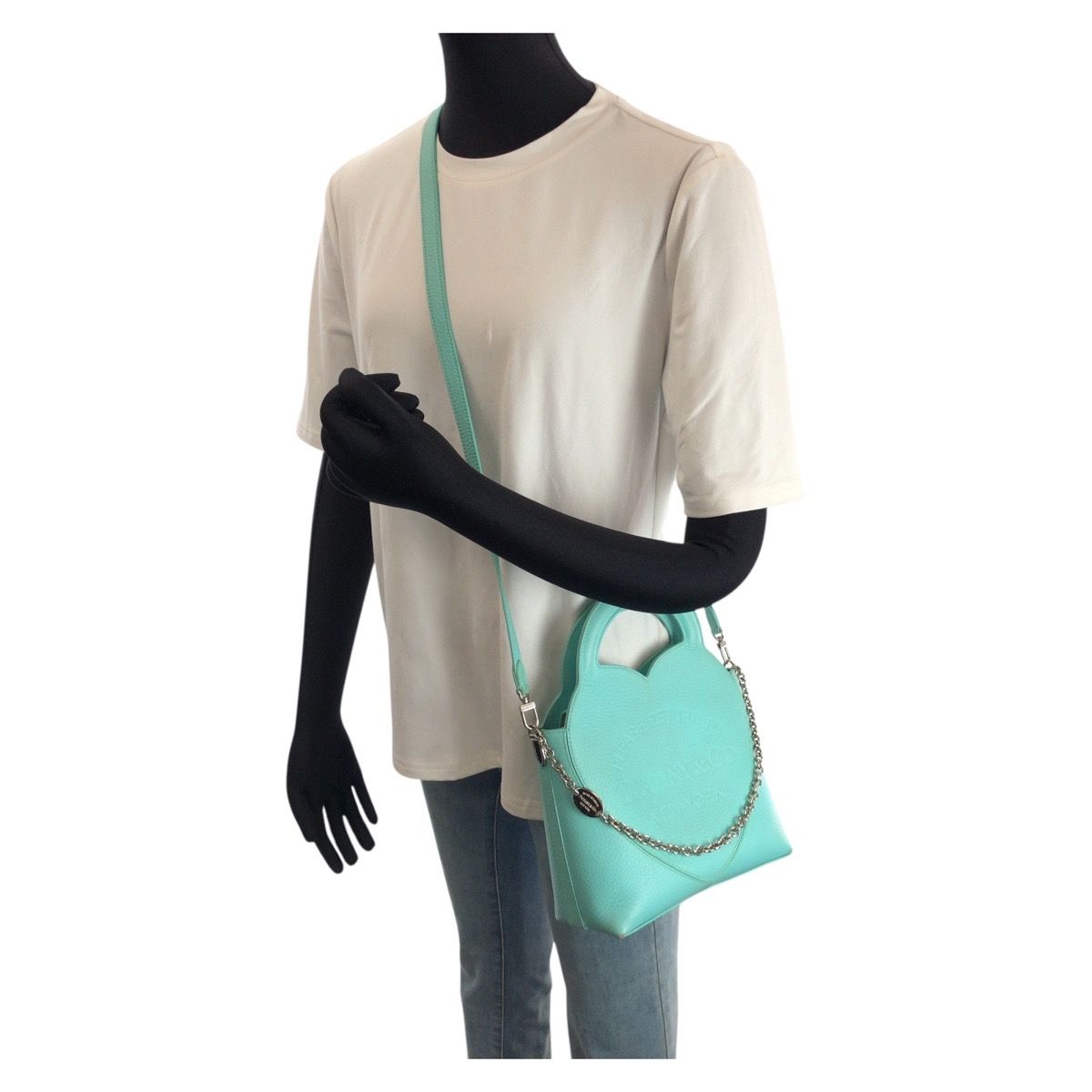 Tiffany & Co Return to Heart 2-Way Light Blue Silver Leather Shoulder Bag — view 7