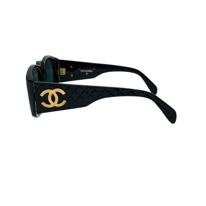 Chanel Sunglasses Eyewear Quilted Black Gold CC Logo Vintage Classic Purple — view 4