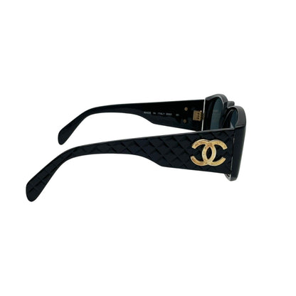 Chanel Sunglasses Eyewear Quilted Black Gold CC Logo Vintage Classic Purple — view 5