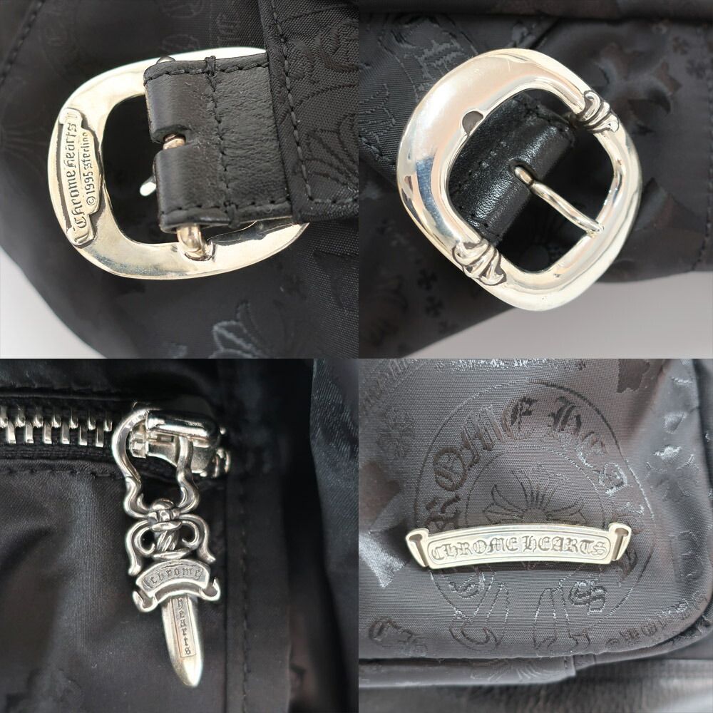 Chrome Hearts Ten Grade Nylon Backpack All Pattern Daga Zip Black Silver — view 8
