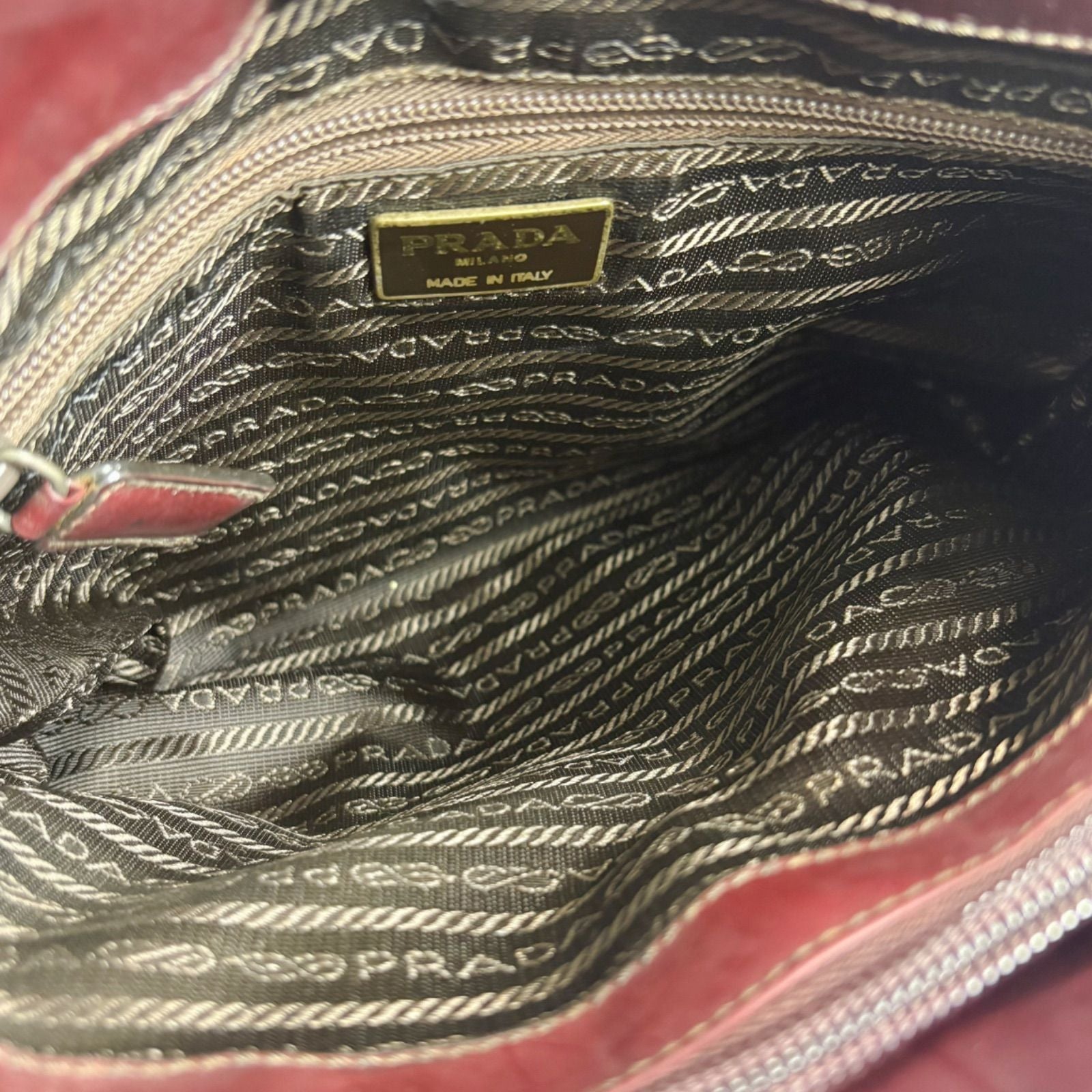 Prada Mirror Calf Leather Shoulder Bag Bordeaux — view 9