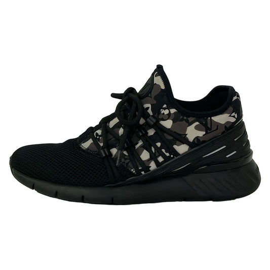 Louis Vuitton Sneakers 5 Fast Lane Line Black Dark Gray Ivory Monogram Pattern