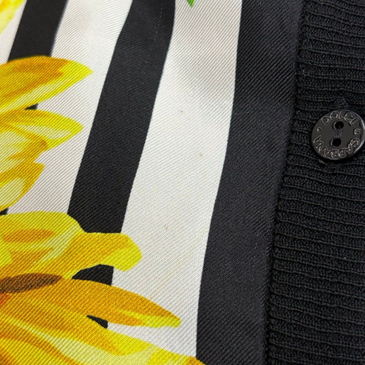 Dolce & Gabbana Silk Sunflower Cardigan Black Yellow 36 — view 7