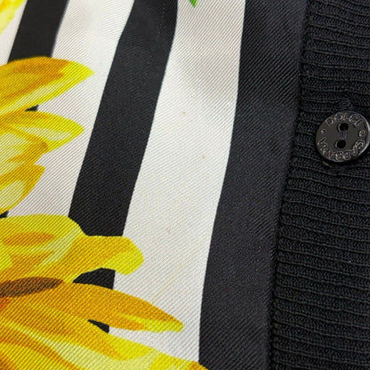 Dolce & Gabbana Silk Sunflower Cardigan Black Yellow 36 — view 7
