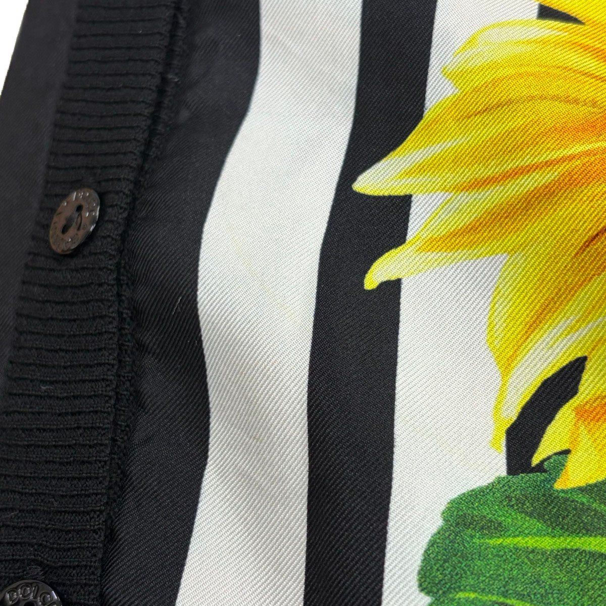 Dolce & Gabbana Silk Sunflower Cardigan Black Yellow 36 — view 6